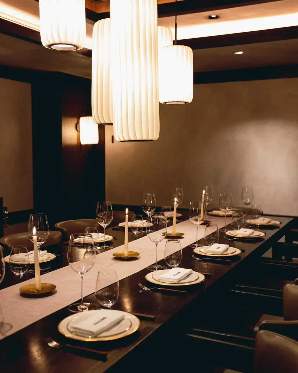 Elegant dining at Aragawa London restaurant, with warm lighting in London.