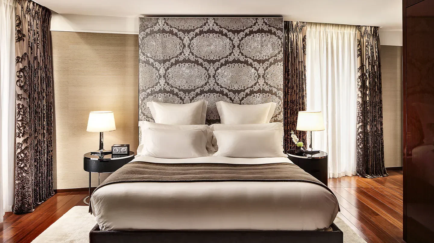 Elegant bedroom interior at Bvlgari Hotel London, with luxury design in London.
