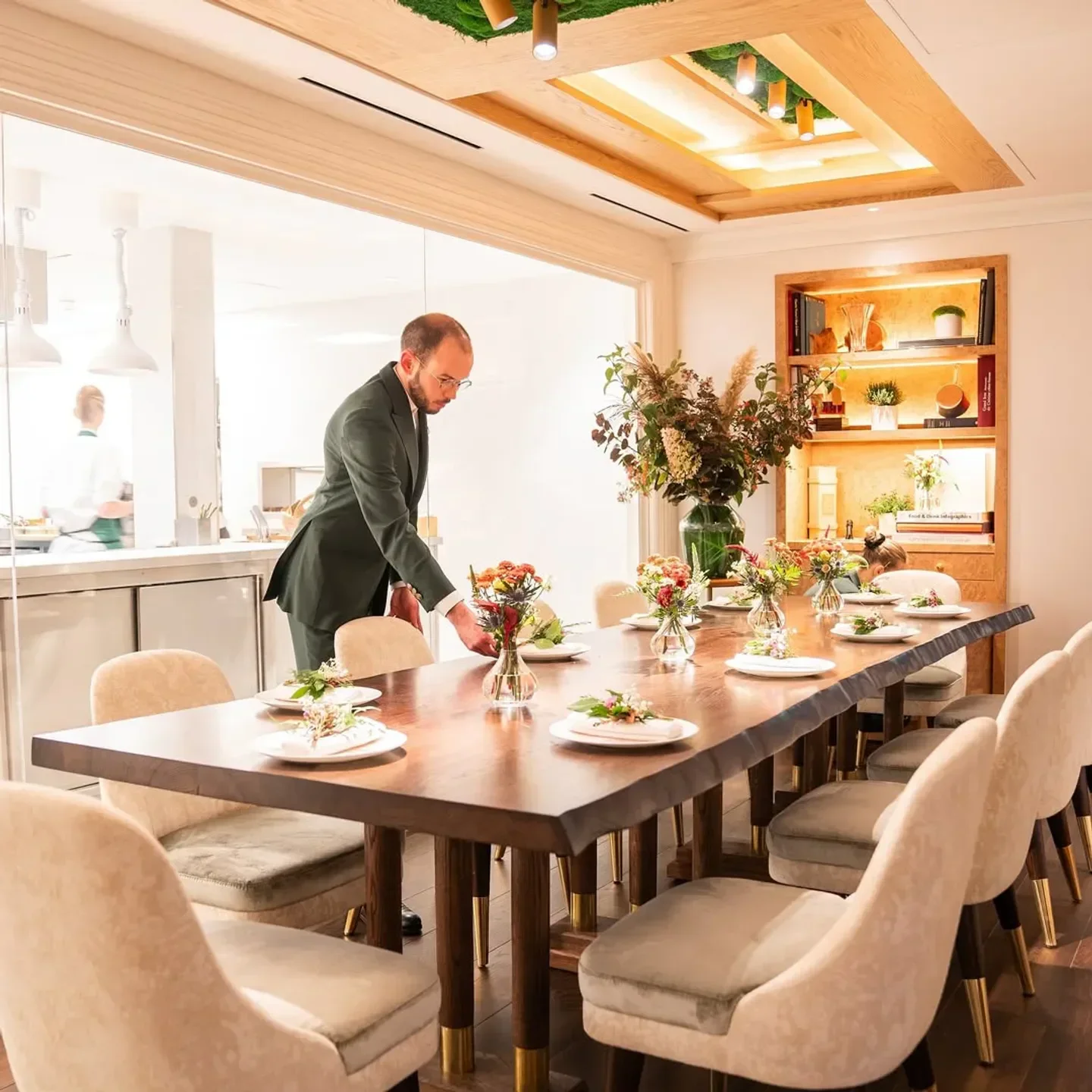 Elegant dining room at Core by Clare Smyth in London, ready for guests.