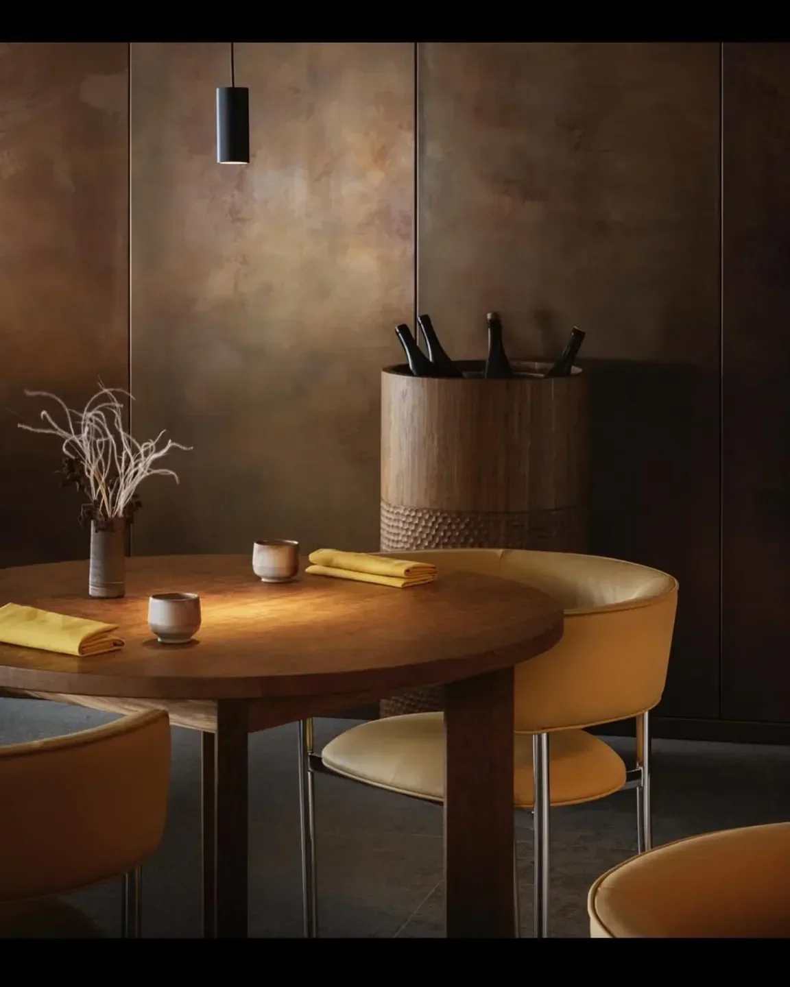 Elegant dining scene at Ikoyi restaurant in London, with a focus on table setting.