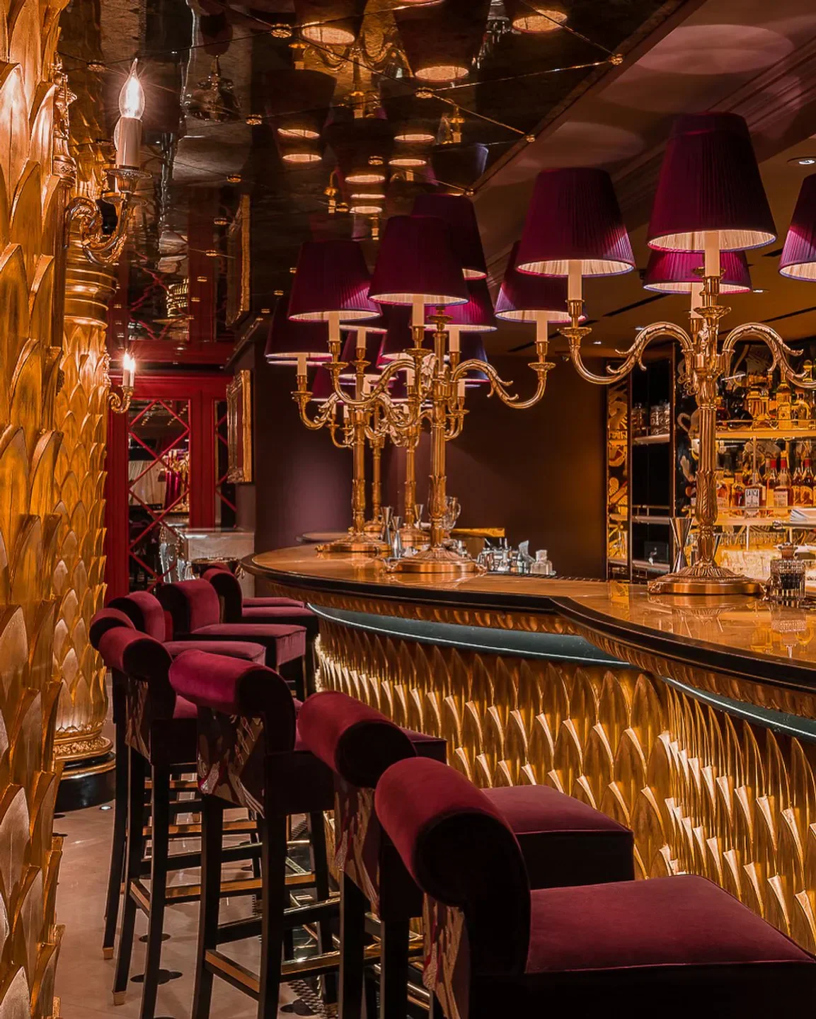 Interior of Park Chinois restaurant in London, featuring stylish bar and seating.