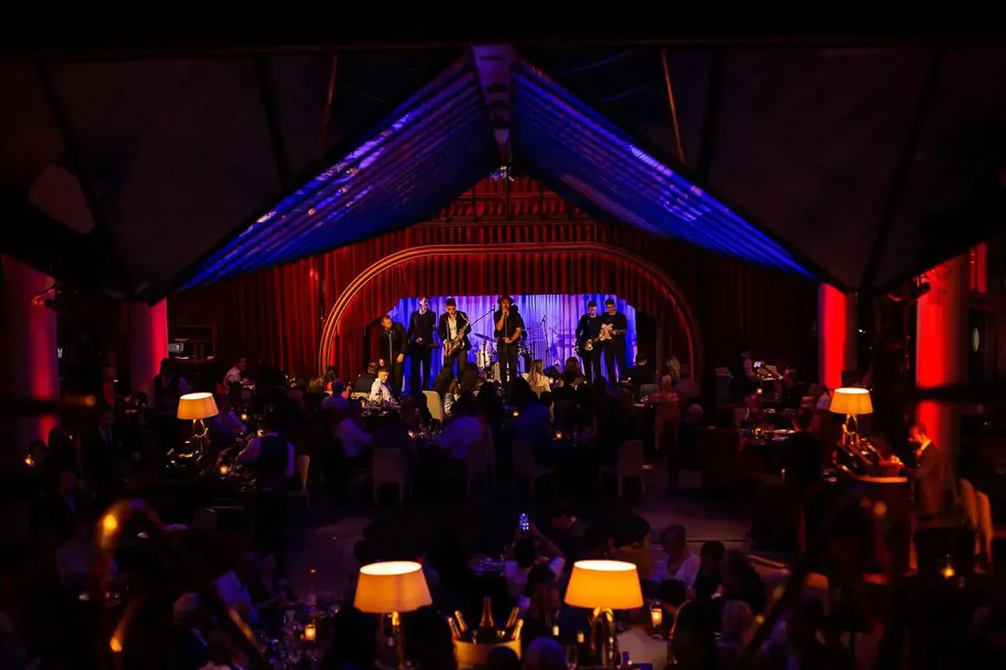 Live music at Quaglino's restaurant in London, with diners enjoying the show.