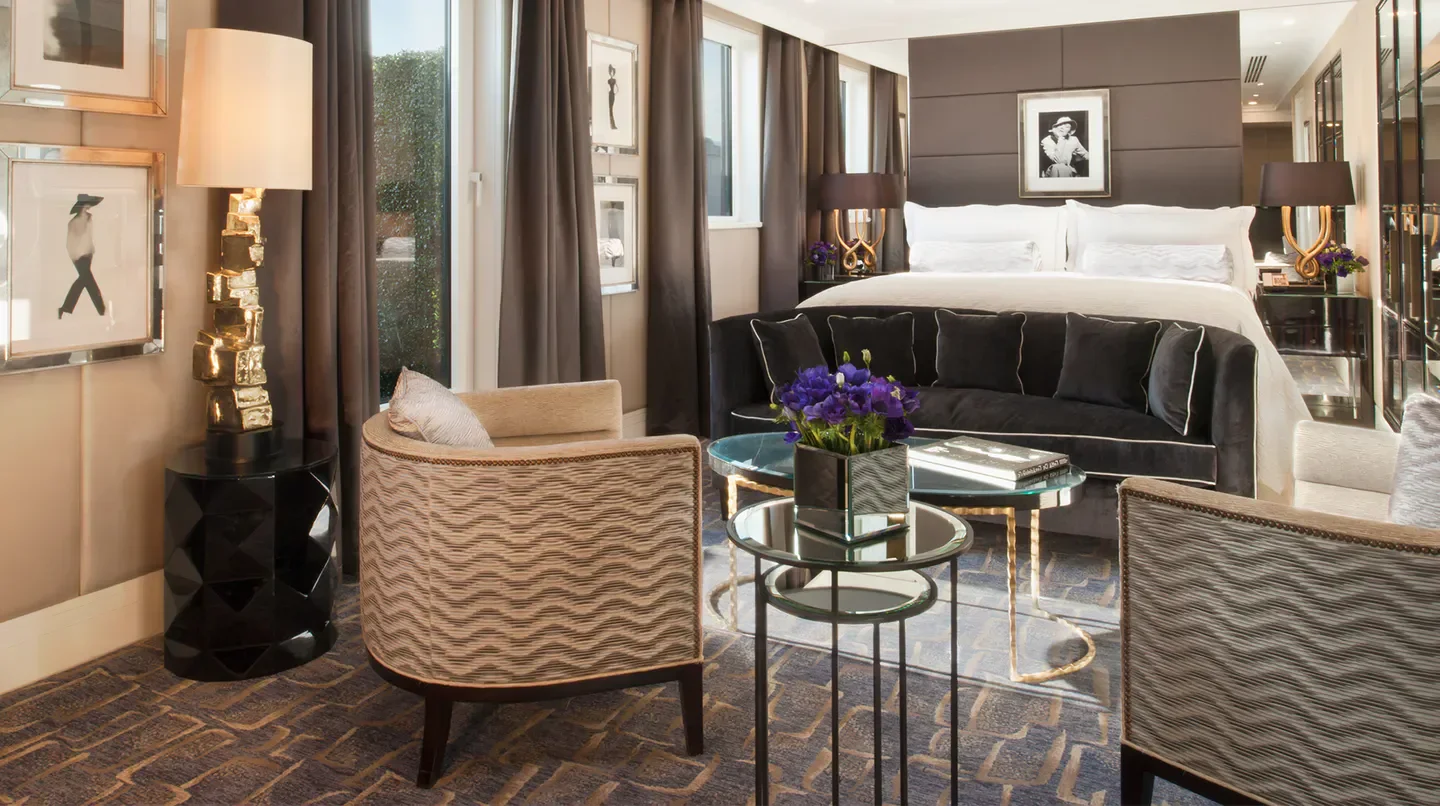 Elegant hotel room at The Wellesley Knightsbridge, a London Luxury Collection Hotel.