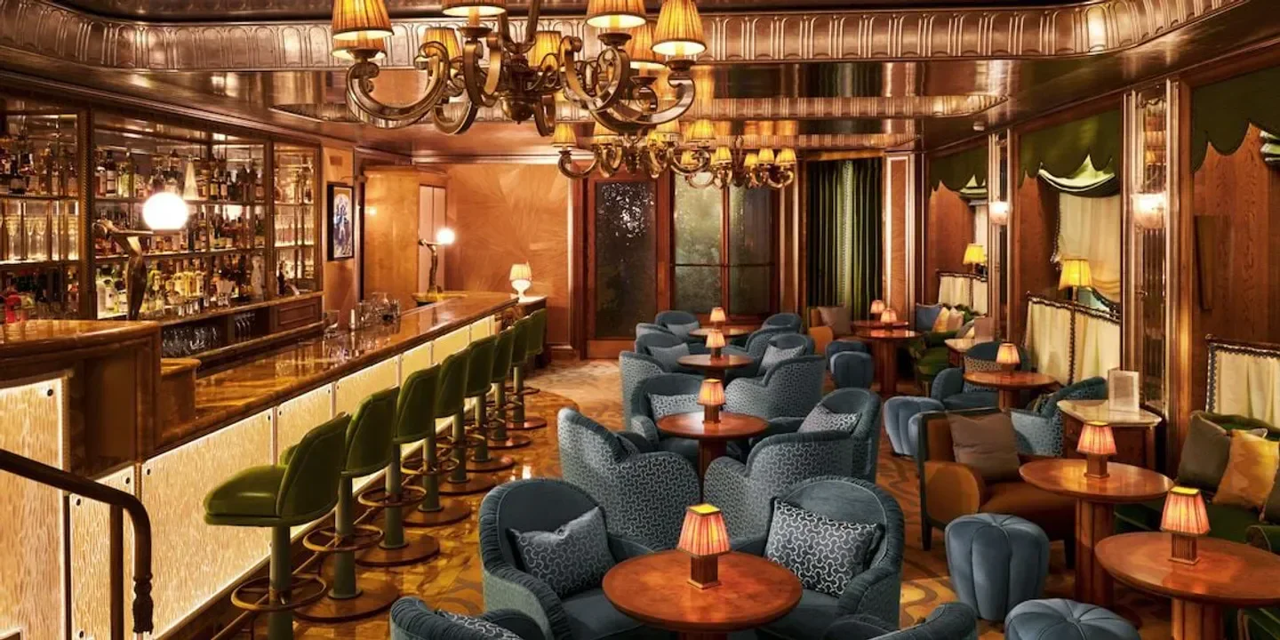 Interior of Vesper Bar in London, showcasing a luxurious and stylish restaurant